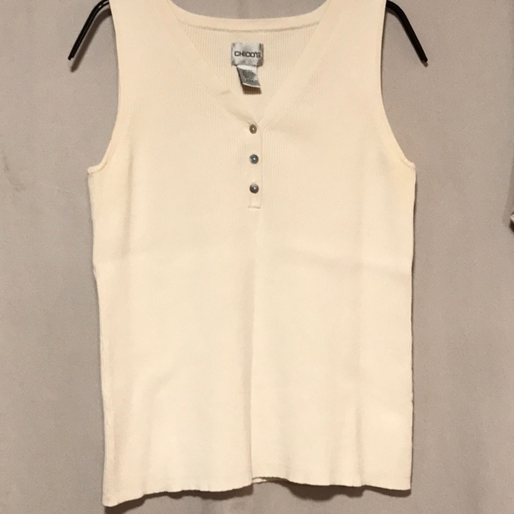 Chico's Cream Colored Sleeveless Knit Top Size 2/M/12